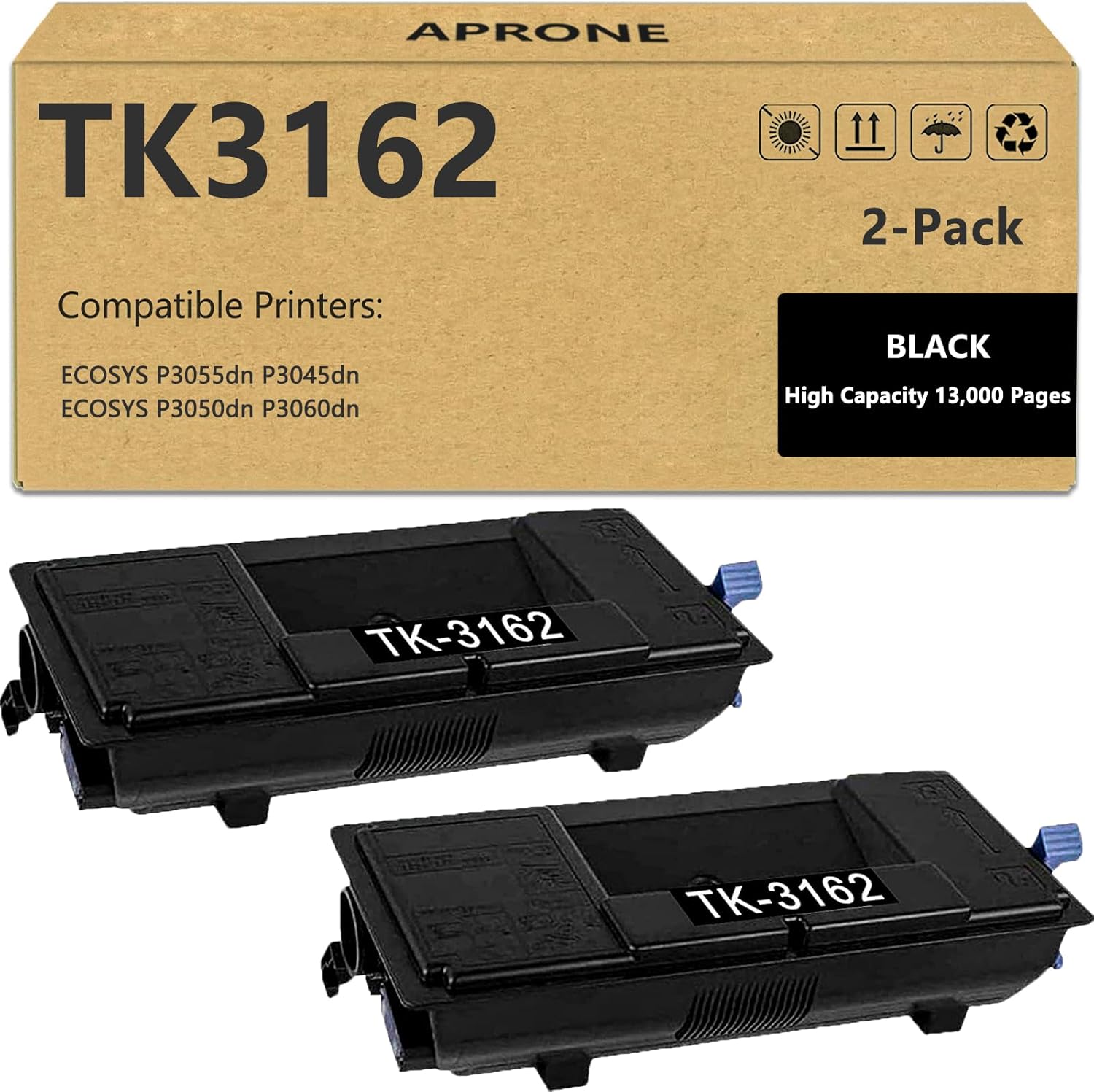 TK3162 TK-3162 Toner Cartridge Compatible for TK-3162 1T02T90US0 for Kyocera ECOSYS P3055dn P3045dn P3050dn P3060dn High Capacity (13,000 Pages,2-Pack)